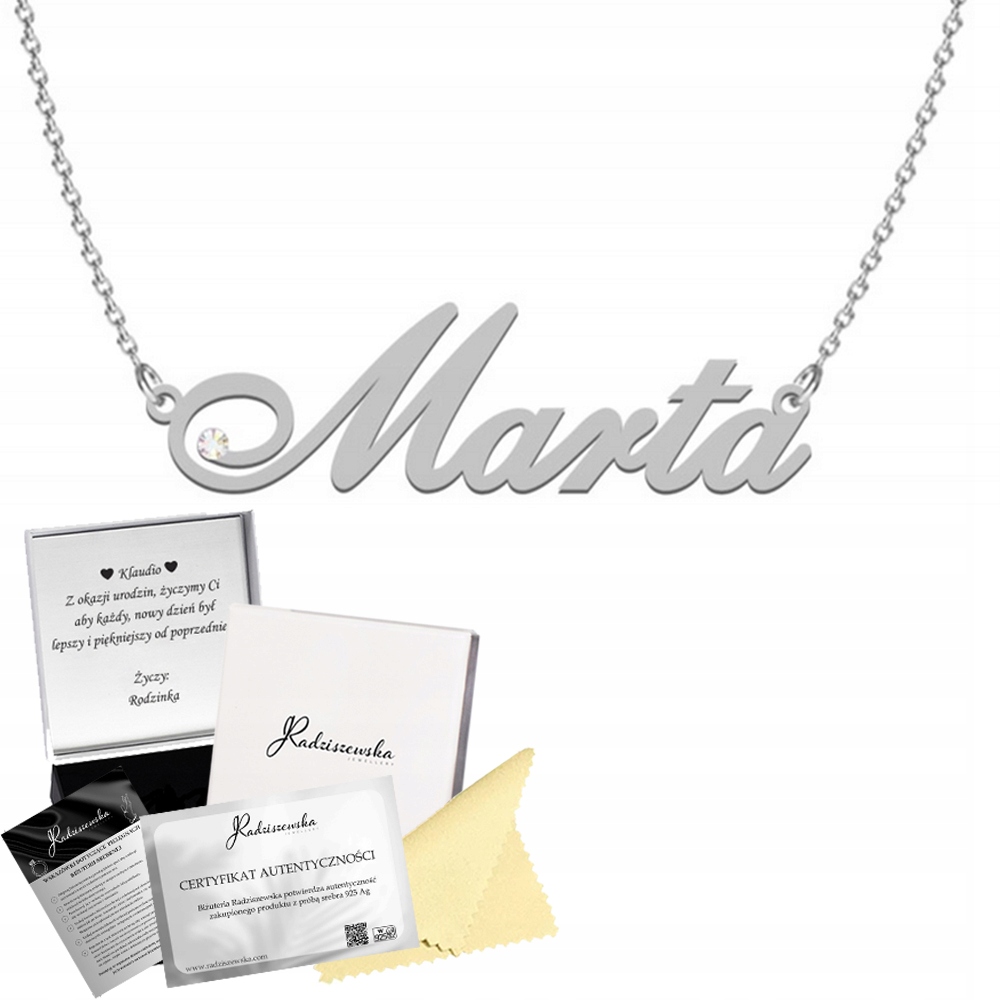 Stříbrný Náhrdelník Se Jménem Marta Řetízek 925 Dárek Žena S Věnováním