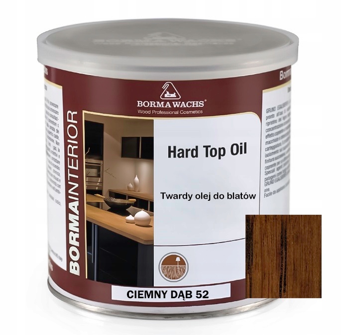TWARDY OLEJ DO BLATÓW DREWNA BORMA WACHS HARD TOP OIL CIEMNY DĄB 750ML