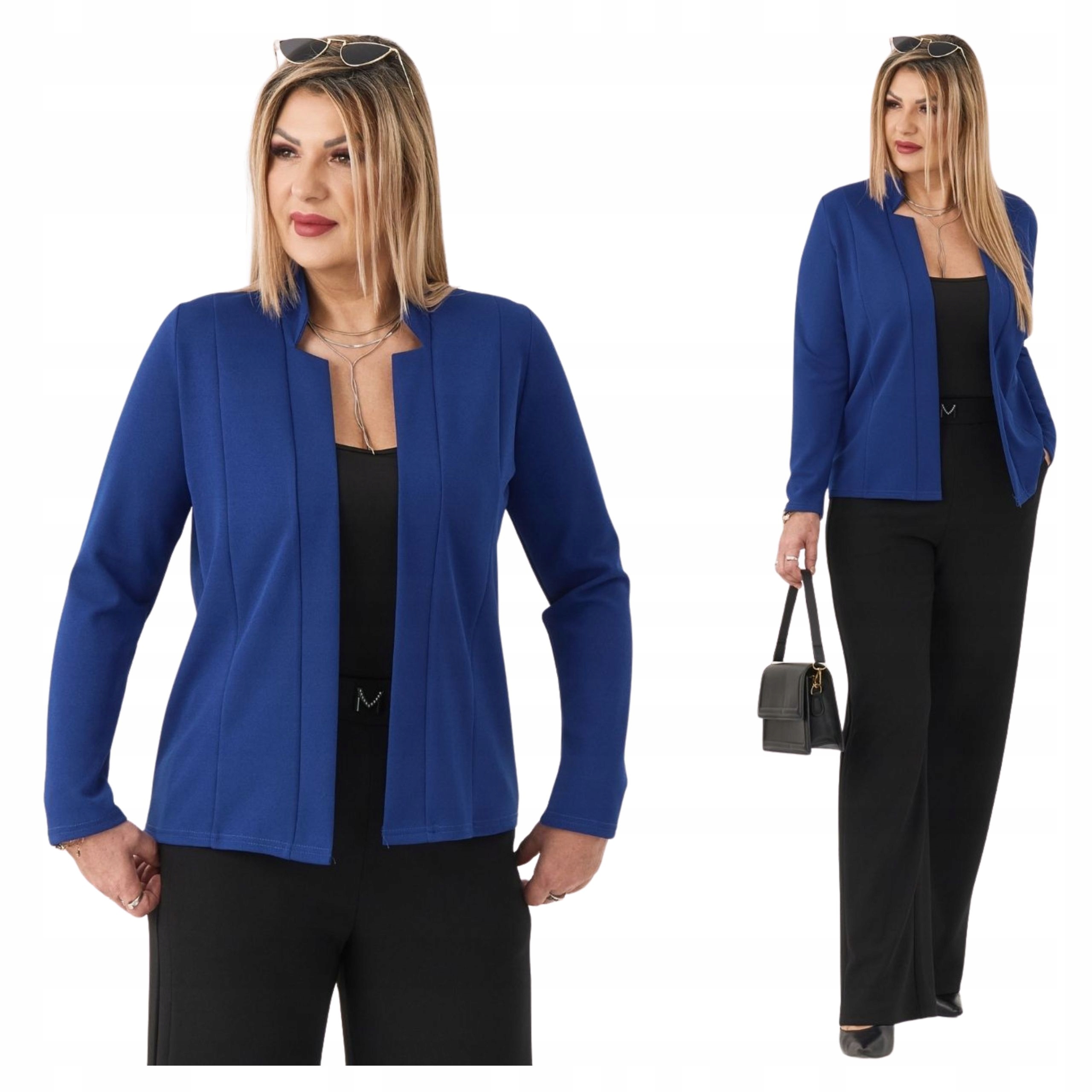 Wizytowa Narzutka Gładka Luźna Żakiet Polski Producent Duże Rozmiary