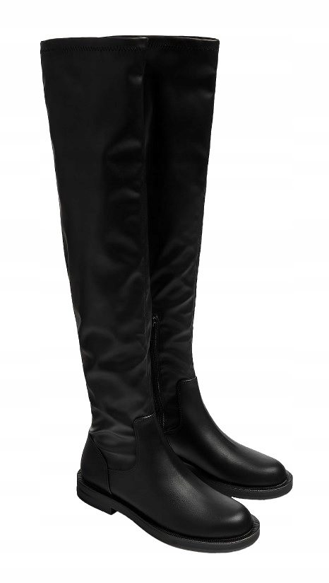 Vysoké Kozačky Pull & Bear Černé Mušketýrky Zip 38