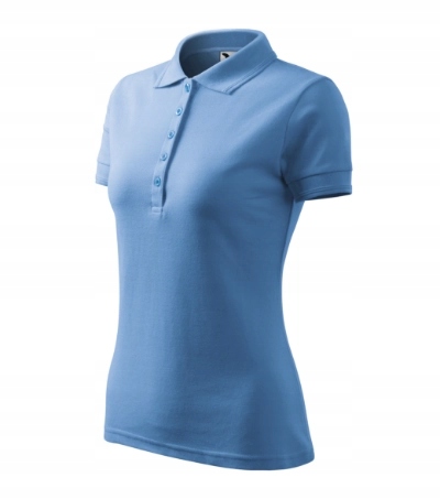 KOSZULKA PIQUE POLO DAMSKA MALFINI 210 BAWEŁNIANA T-SHIRT błękitna L