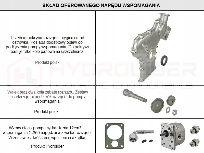 NAPĘD WSPOMAGANIA Z ROZRZĄDU C-360 HYDROLIDER Producent części Hydrolider