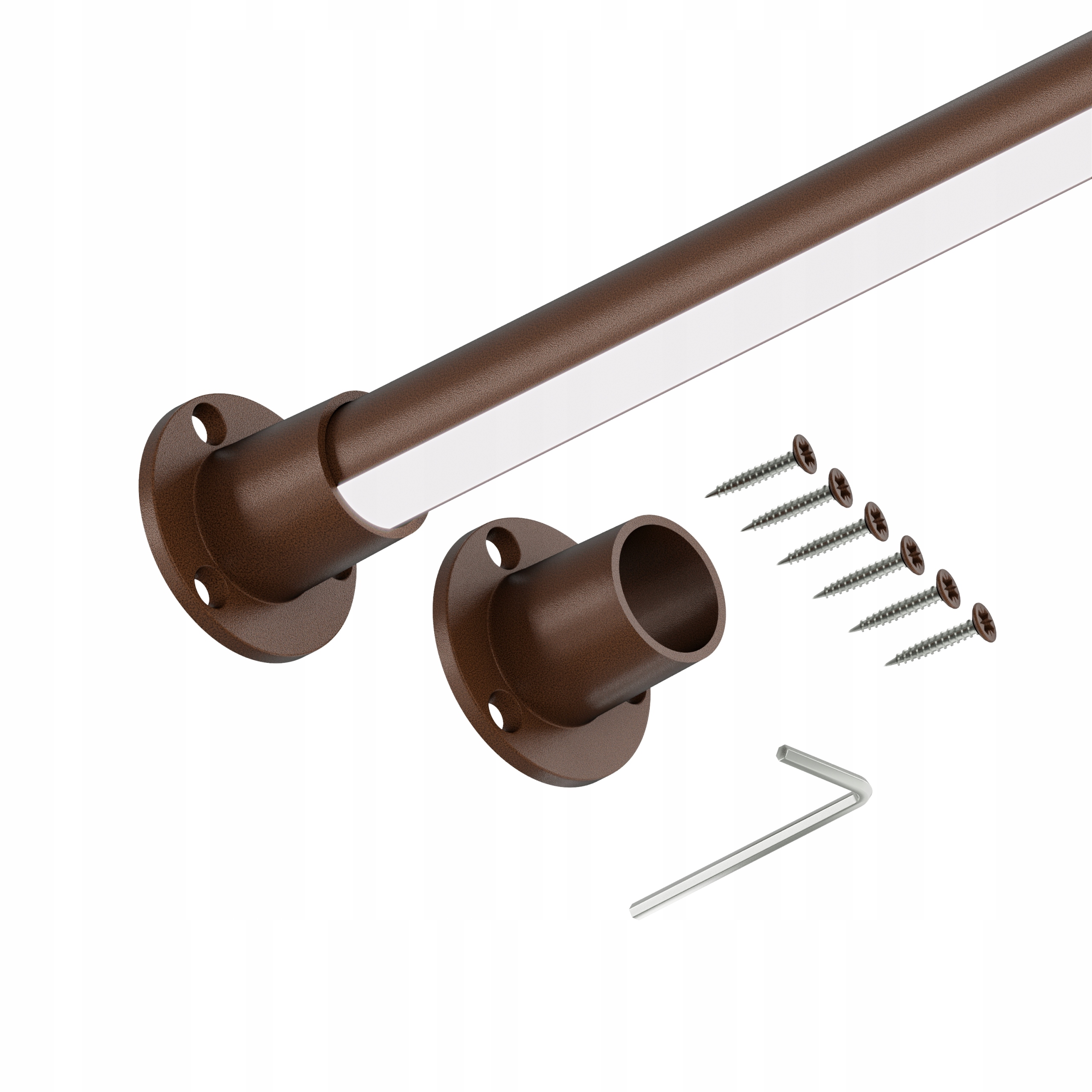 Tyč do šatní skříně na oblečení 25 mm Hnědá 200 cm Led Pro II