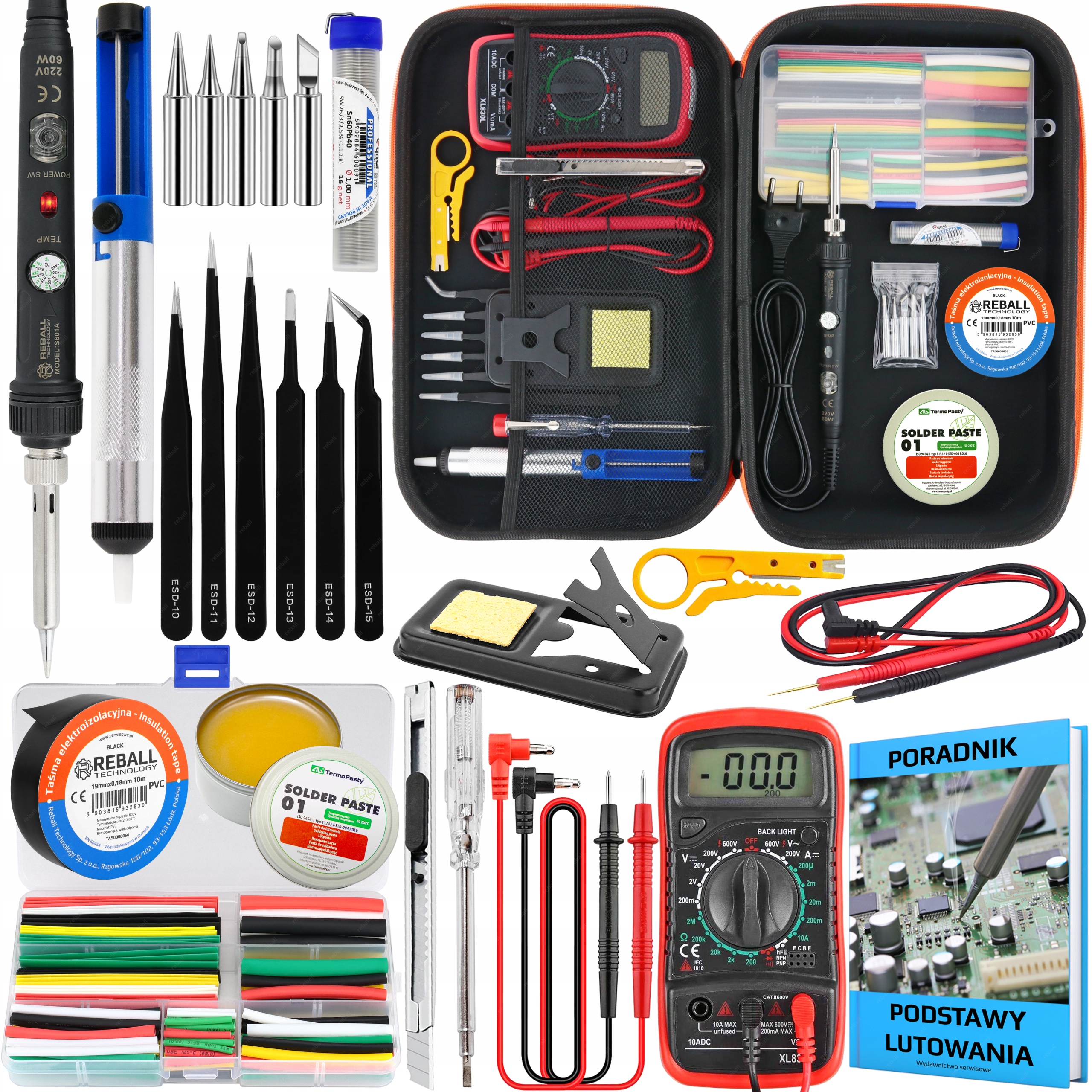 Páječka Sada Pro Pájení Odsávačka Cín Pasta Trubičky Multimetr 26 El. XL