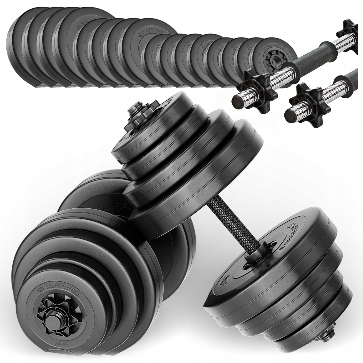 Hantle regulowane 2x20KG zestaw Hantli Do Ćwiczeń gryfy obciążenia Sapphire