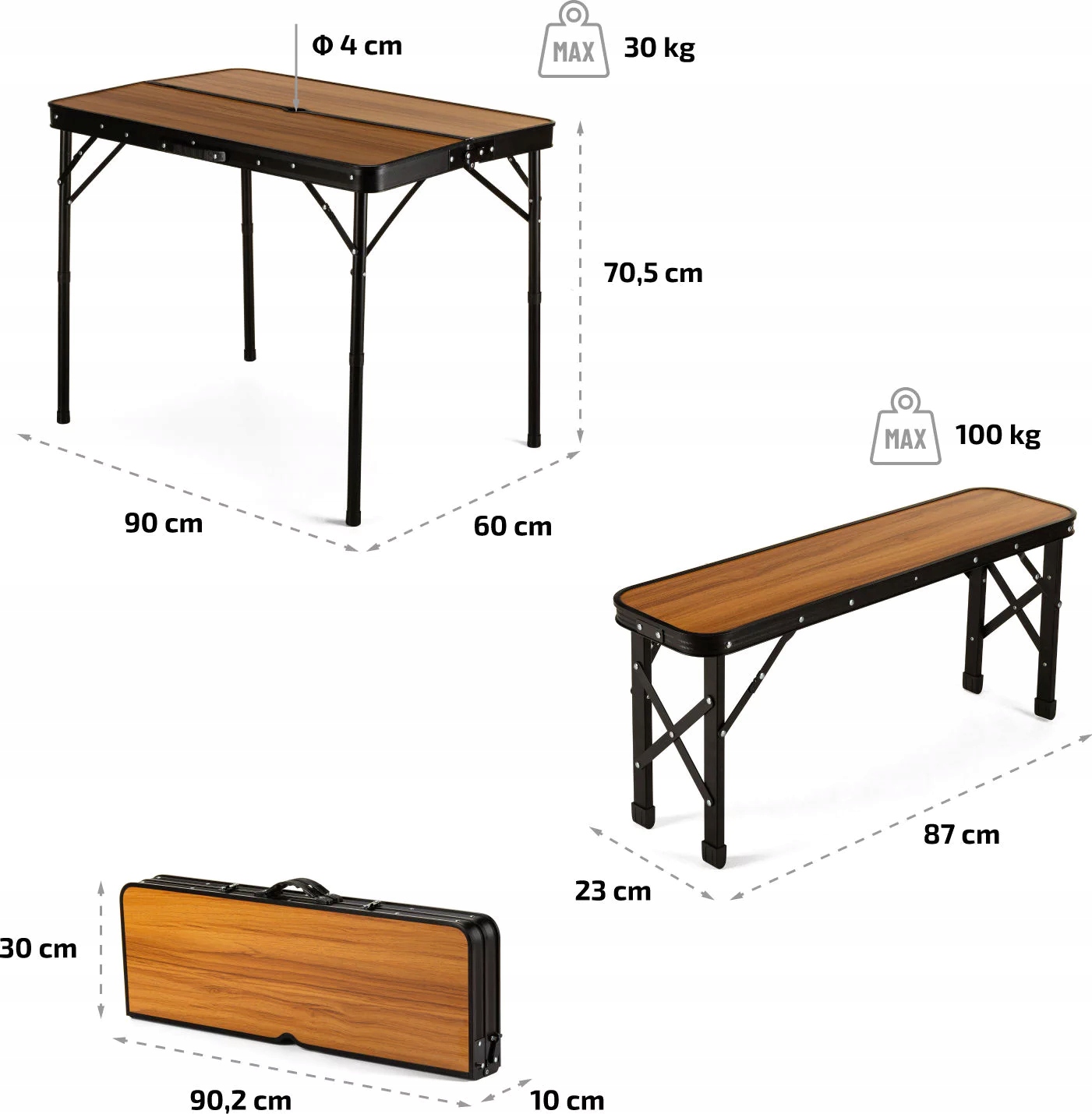 Zestaw turystyczny stół + 2 ławki Outtec Marka Outtec