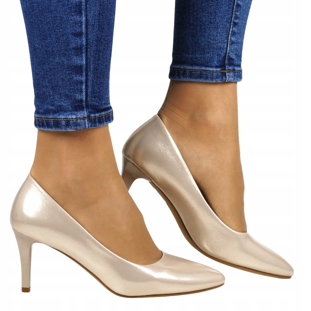 Lodičky Zlaté Satén Lesk Elegantní Dámské Boty Krásné Pohodlné