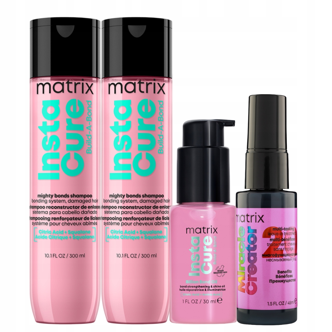 Zestaw Matrix Instacure Odbudowujący szampon do włosów zniszczonych, olejek