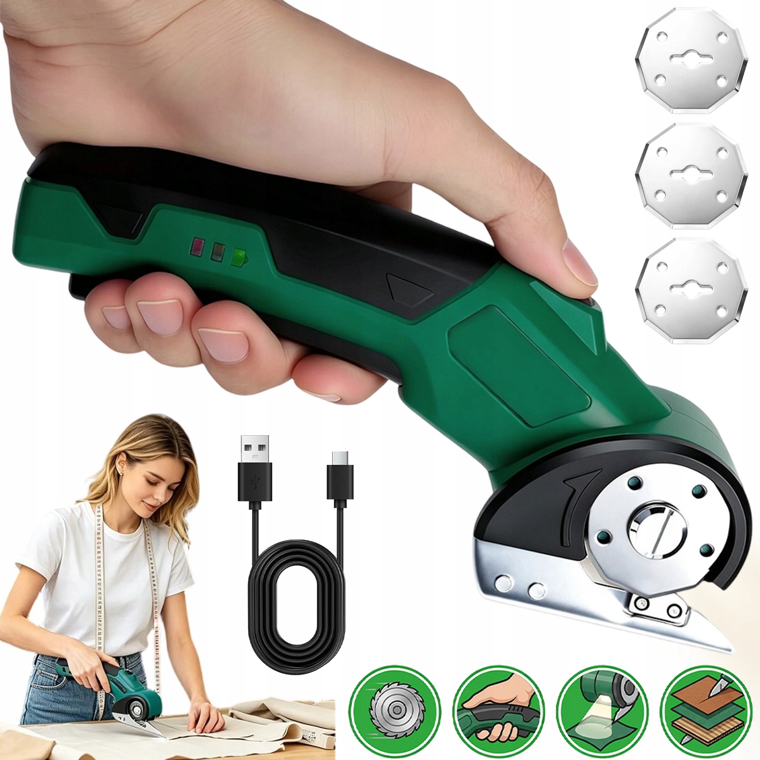 Elektrické Akumulátorové Nůžky Otočný Nůž Na Karton Z Tkaniny