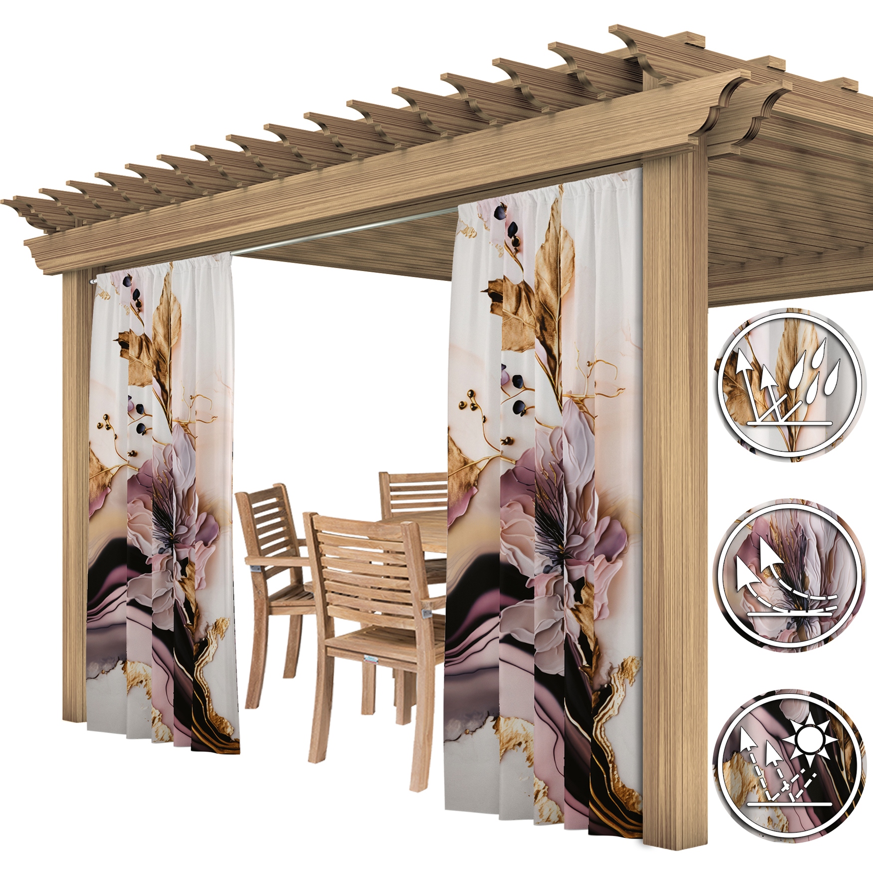 ZASŁONY OGRODOWE 155x220 WODOODPORNE ZASŁONA NA TARAS DO ALTANY TUNEL 137