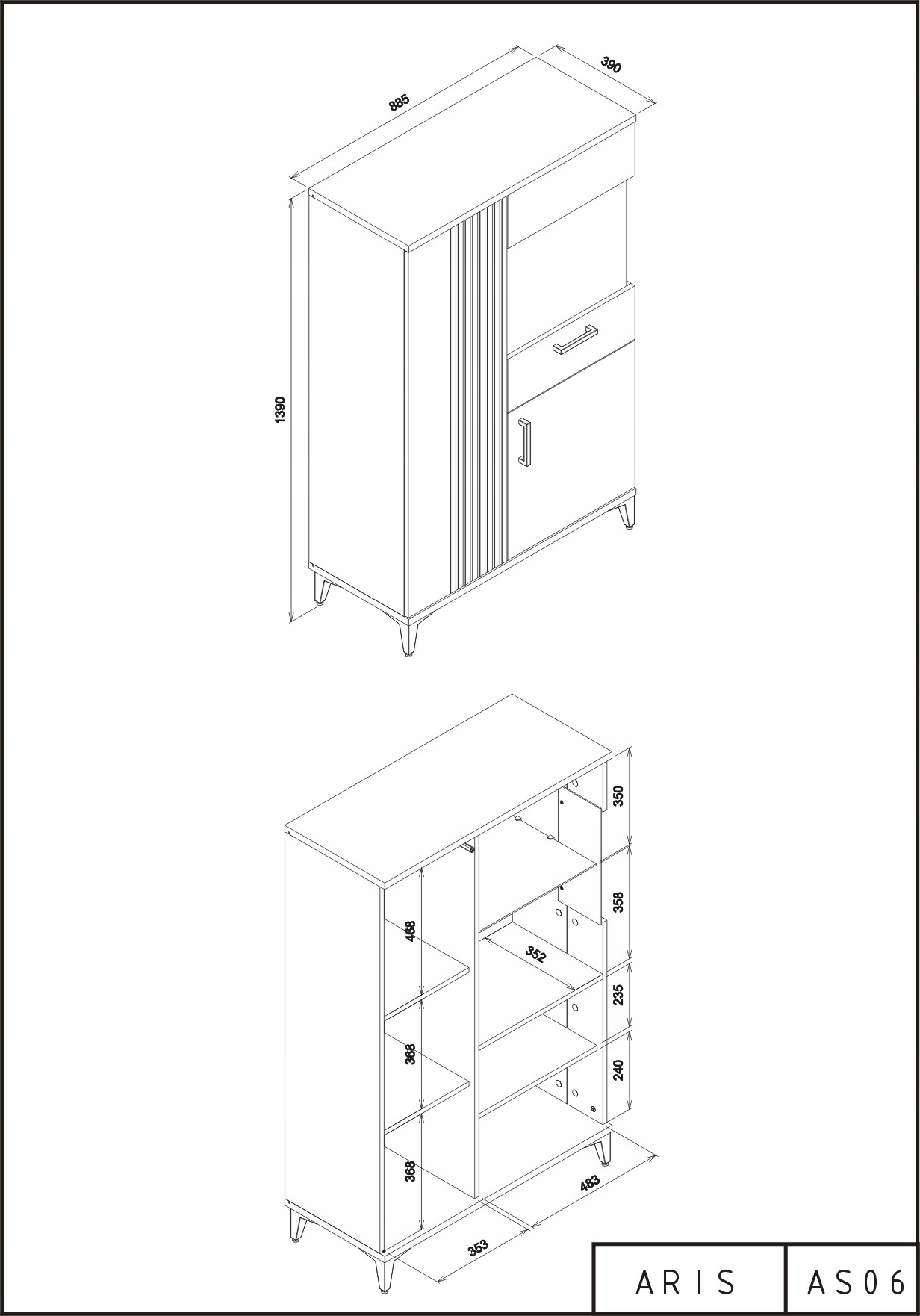 Witryna ARIS AS06,dąb evoke/czarny połysk, LIVEO, GRATISY,szybko Montaż meble do samodzielnego montażu