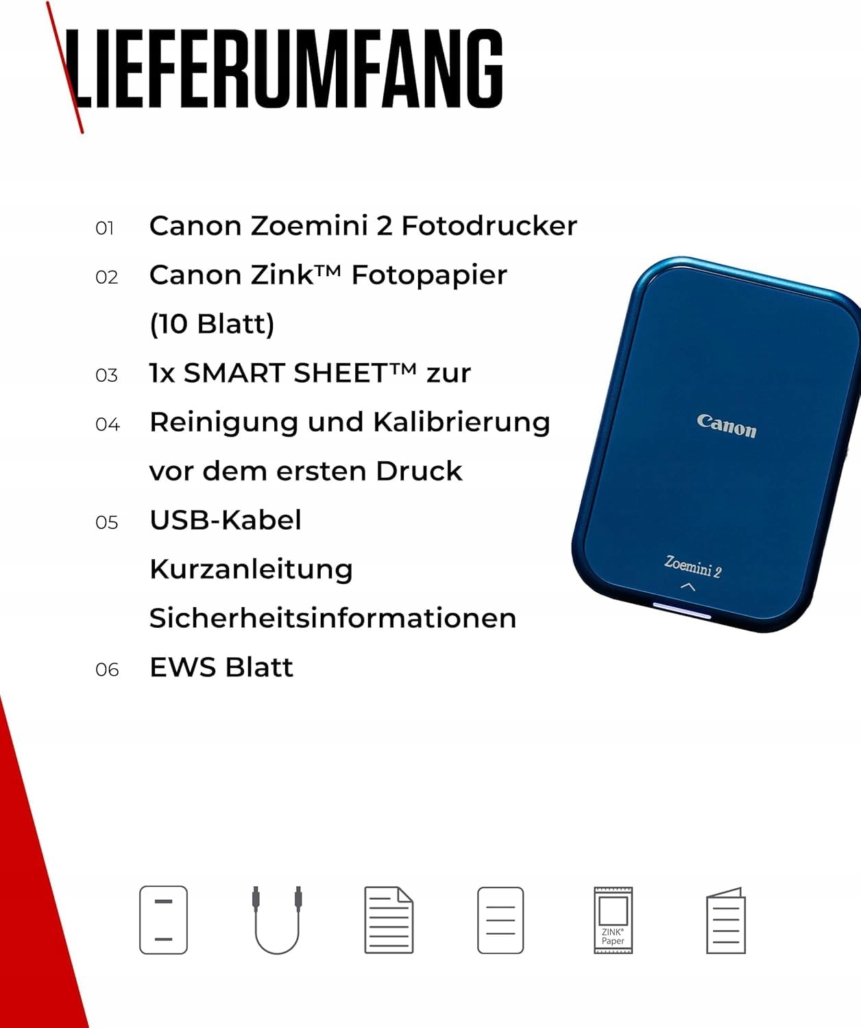 CANON Zoemini 2 Przenośna Drukarka Zdjęć Bluetooth Smartfon Tablet — miniatura 3