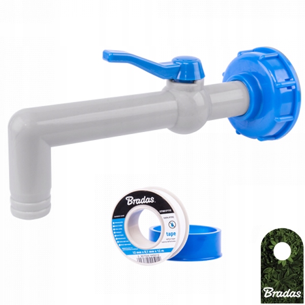 KRAN PP 90° ZBIORNIK MAUZER IBC ZAWÓR NA WĄŻ 19 mm