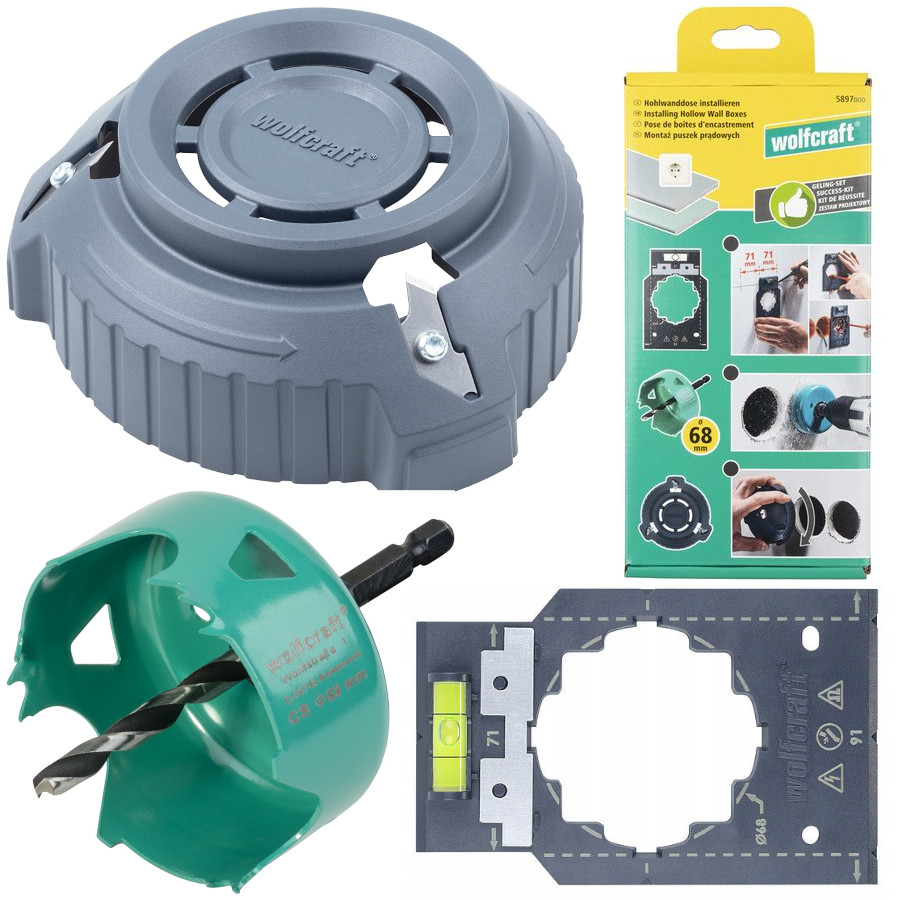Wolfcraft Zestaw do montażu puszek elektrycznych w suchej zabudowie 5897000