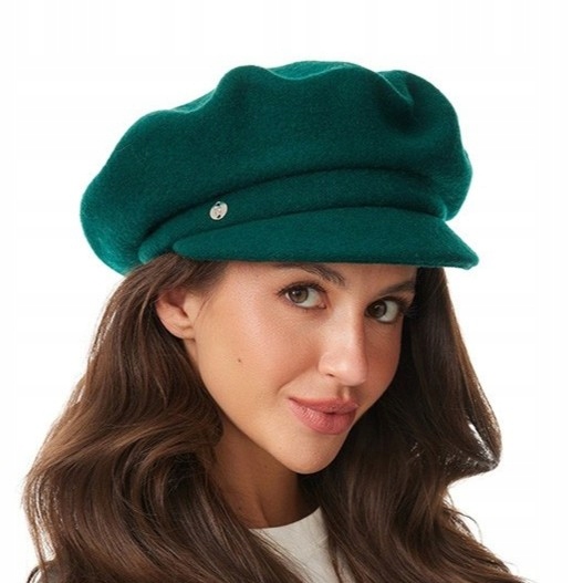 Zelený Český baret s vlněným zimním kšiltem pro ženy Tonak Fesko