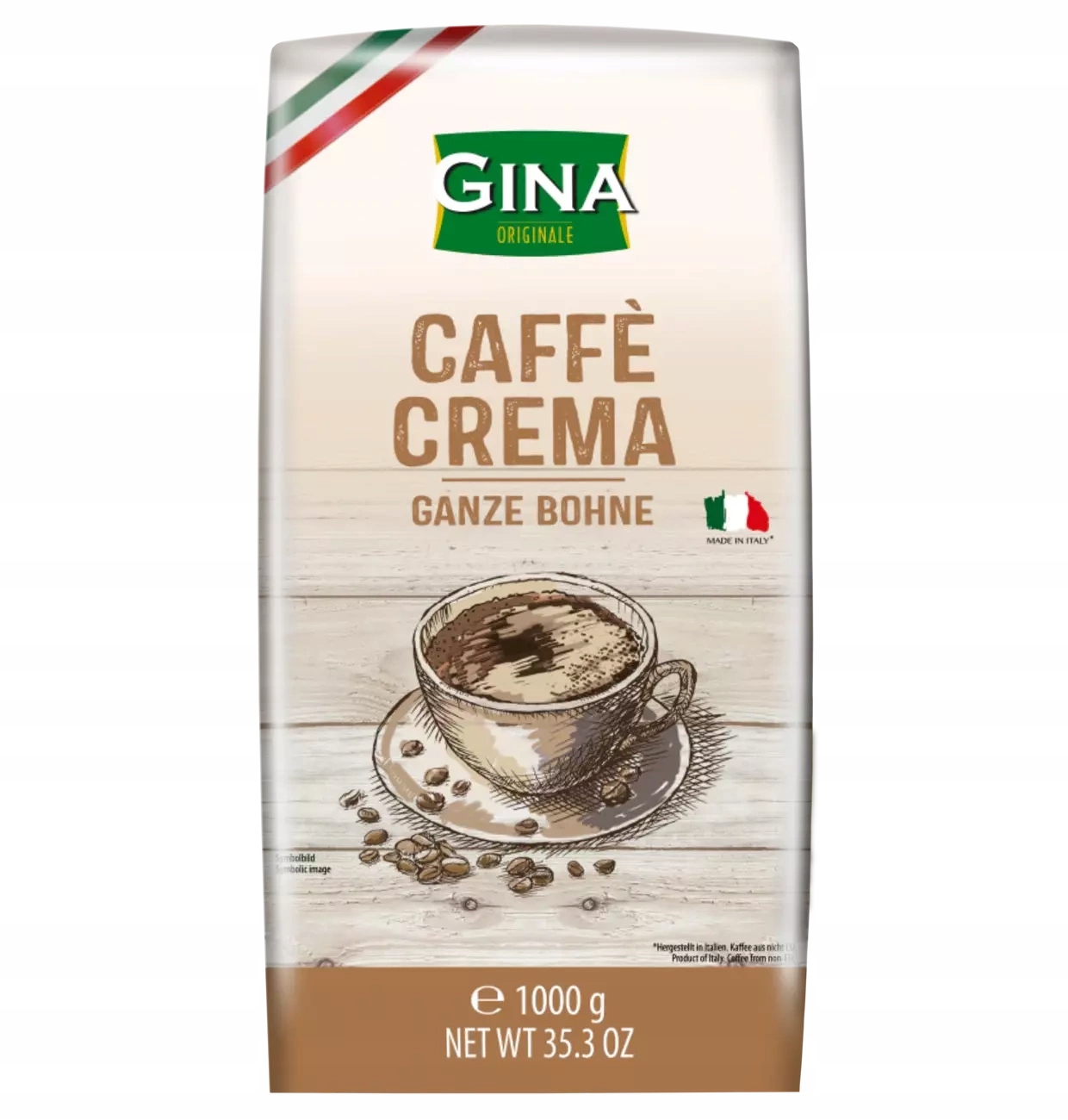 Levně Gina Caffe Crema Káva Zrnková 1 kg