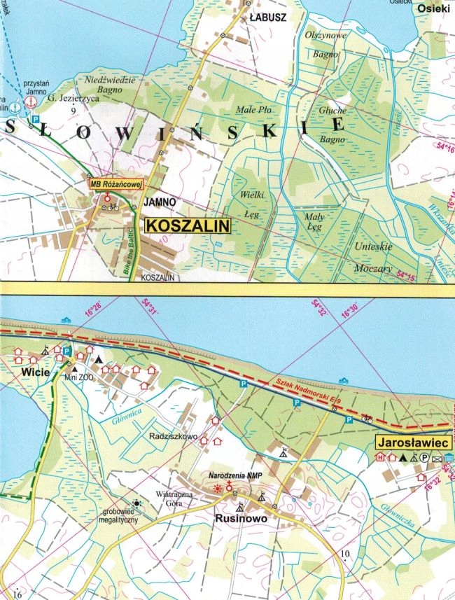 WYBRZEŻE BAŁTYKU II MRZEŻYNO KOŁOBRZEG JAROSŁAWIEC MAPA TURYSTYCZNA AG Wydawnictwo Artglob