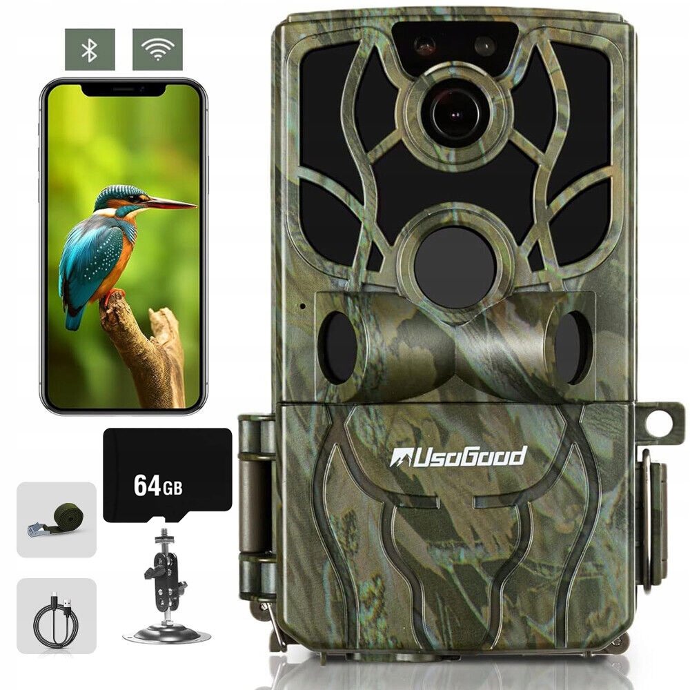 Fotopułapka Kamera Leśna 4K 48Mpx Ir Czujnik Ruchu Wifi I Bluetooth 64GB