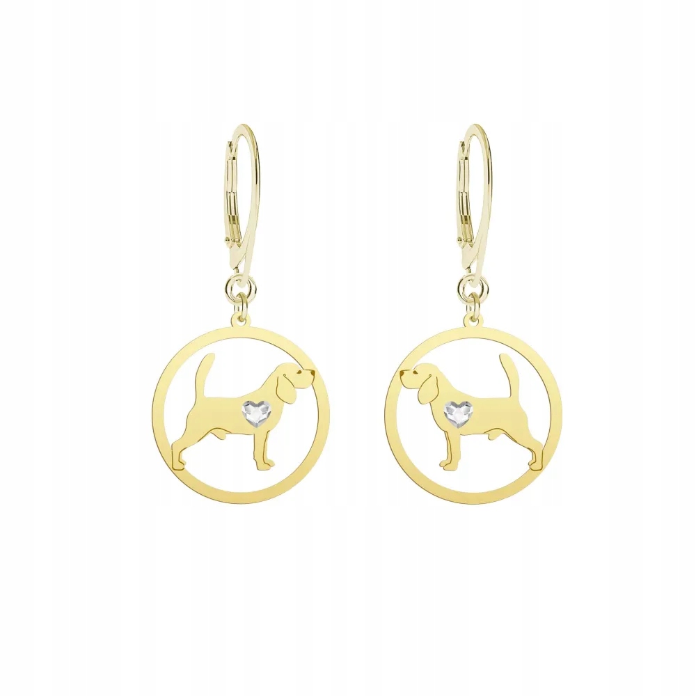 Náušnice Zlaté se psem Beagle 925 Šperky Žena Dárek Gravírování Bonus