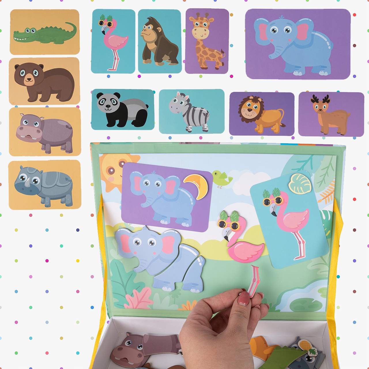 UKŁADANKA MAGNETYCZNA KLOCKI MAGNETYCZNE PUZZLE ZWIERZĘTA MONTESSORI Marka MalPlay