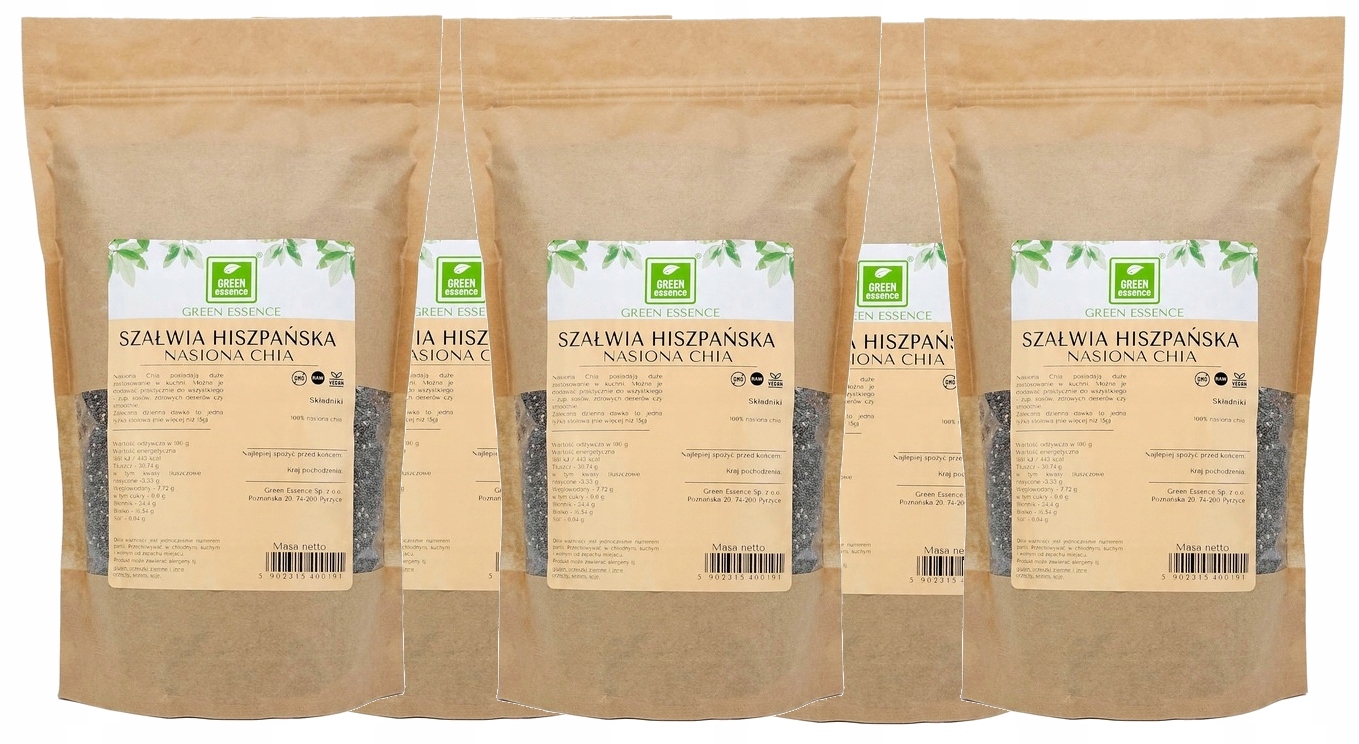 Levně Chia Semínka šalvěj hispánská 5 kg, vysoká kvalita, čerstvé semena čia 5 x 1 kg