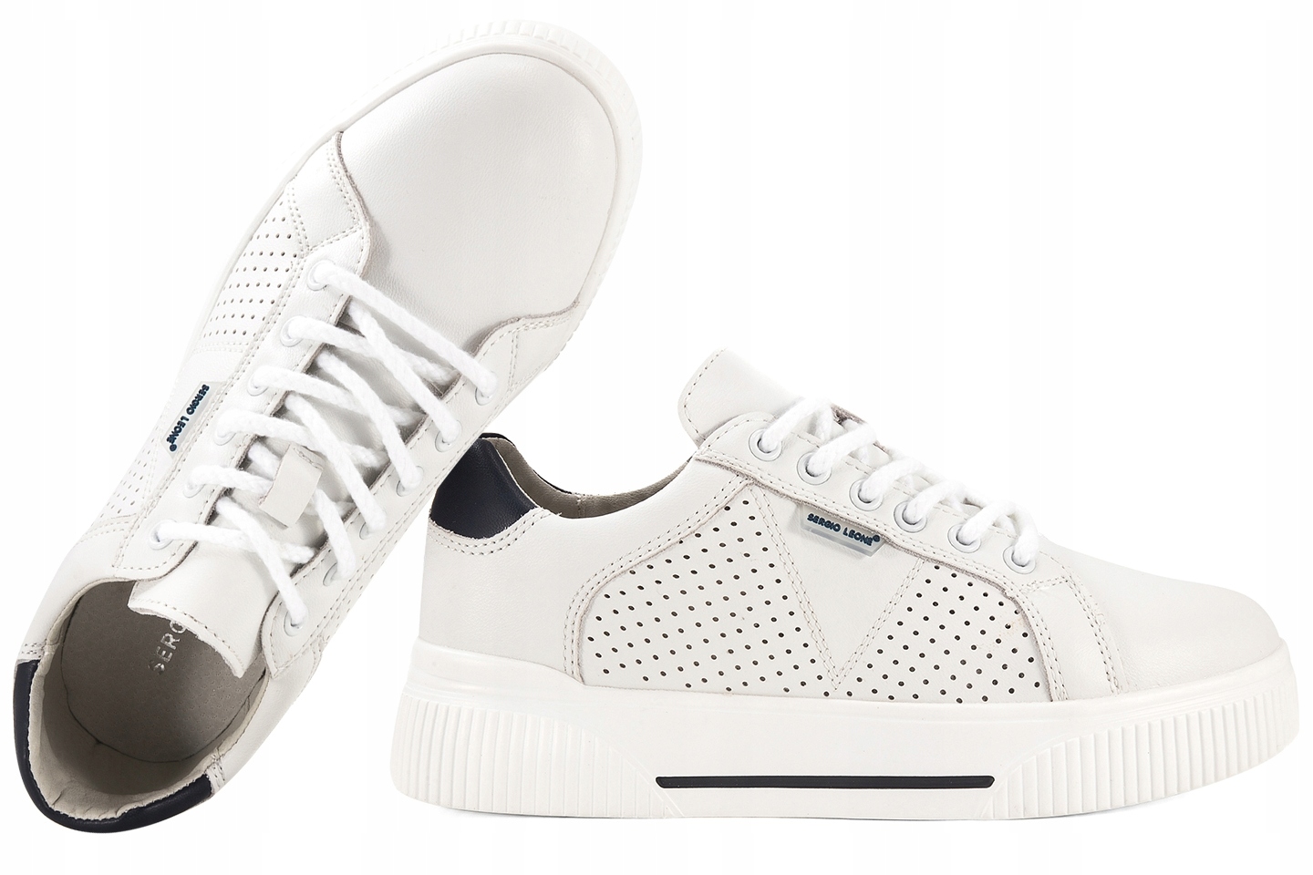 Sergio Leone SP-103 Dámské Sportovní Polobotky Kožené Tenisky Pu bílé 38