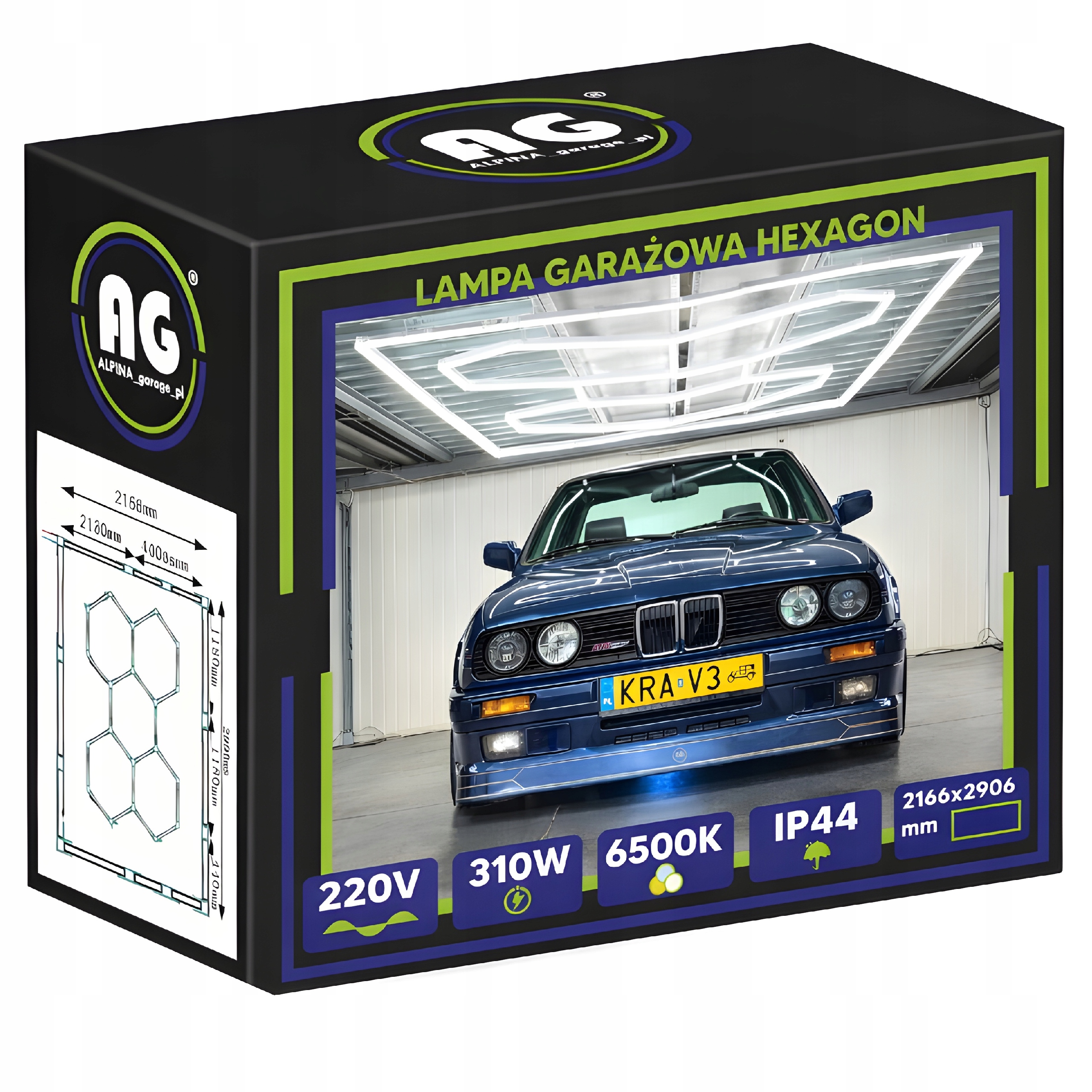 Hexagón Led Lampa Osvetlenie Garáž Dielňa Dom 6500K 310W 2166X2906 mm