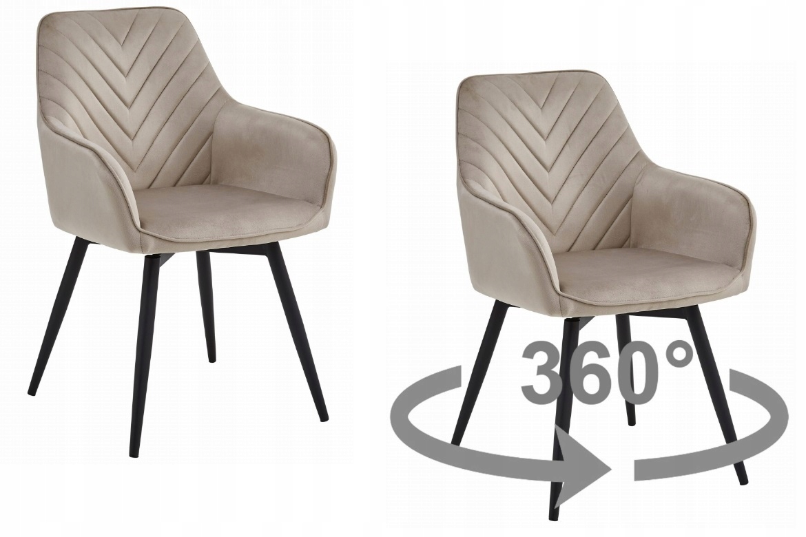 Otočné jedálenské kreslo NANA360 Velvet, béžové