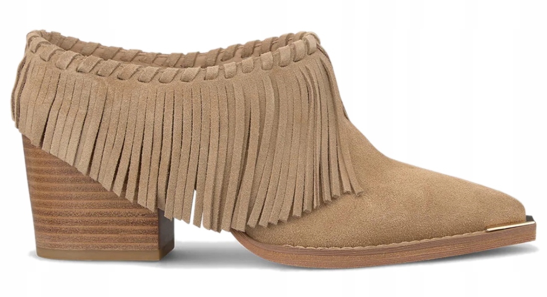 Alma En Pena dámské nazouváky na podpatku s koženými střapci 37