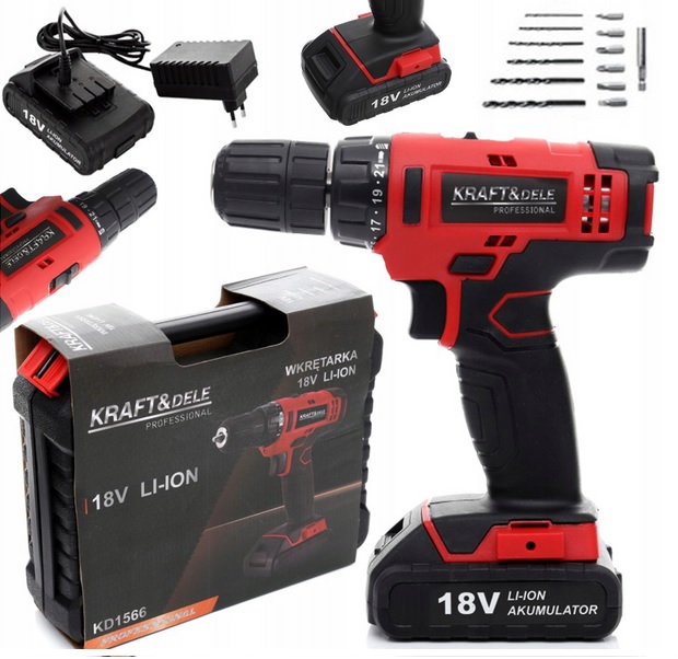 Aku Šroubovák 18V Li-Ion akumulátorové napájení Kraft&Dele KD1566