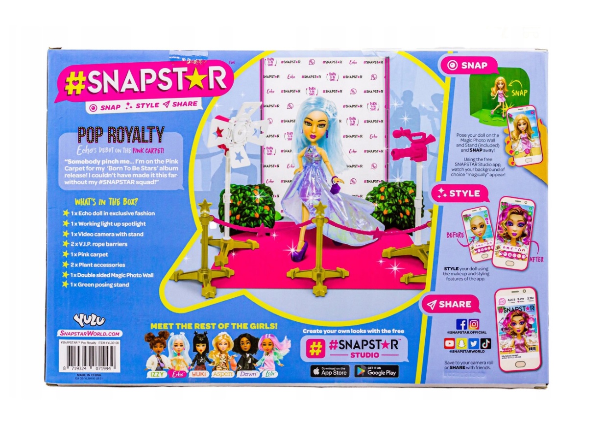 LALKA GWIAZDA SNAPSTAR ECHO ZESTAW POP ROYALTY Wiek dziecka 5 lat +
