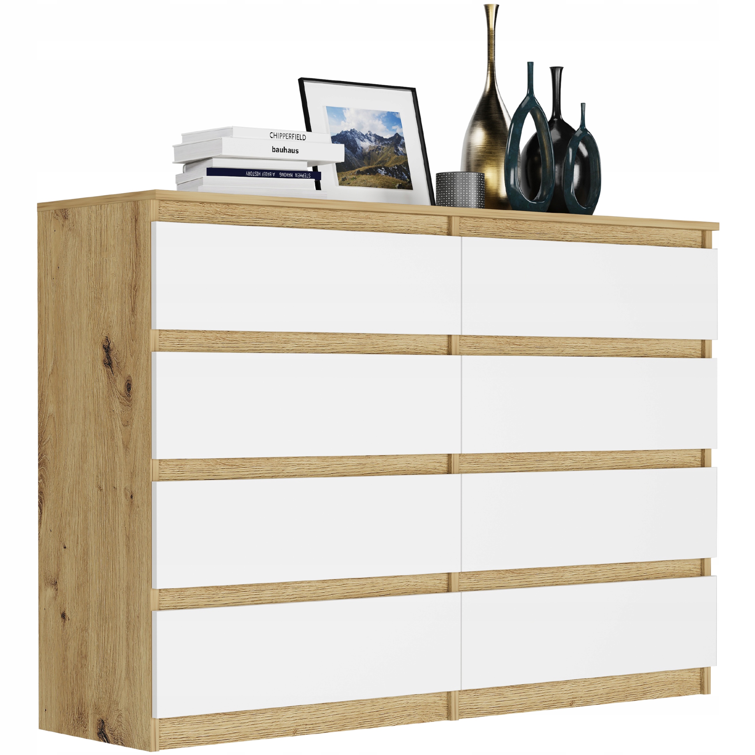Nowoczesna KOMODA 140CM SZAFKA 8 SZUFLAD PL R-140-S8 ARTISAN MIX
