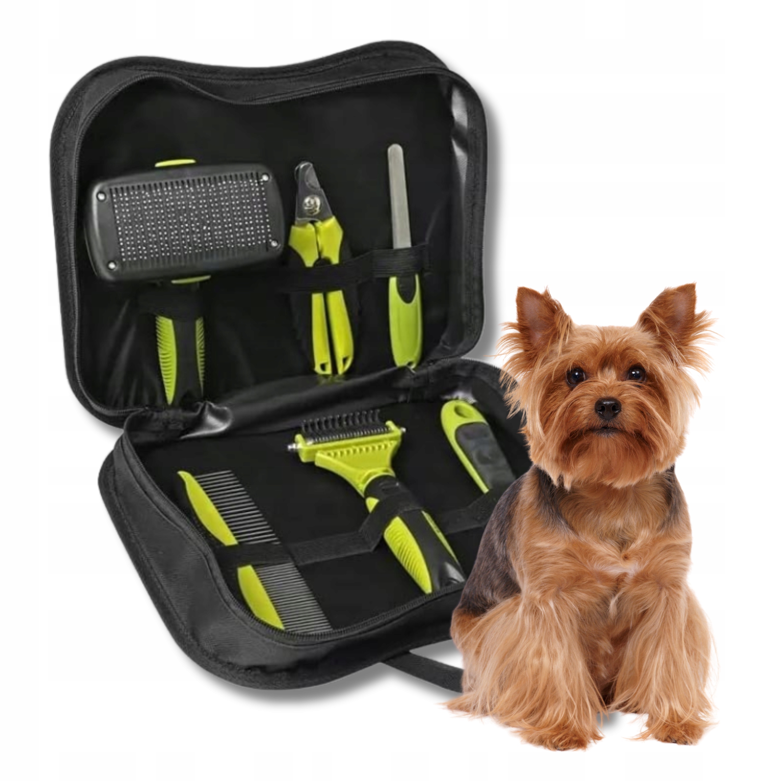 Levně Pečující sada pro psa kočku 6v1 Kartáče Zastřihovač Taška Premium Ws