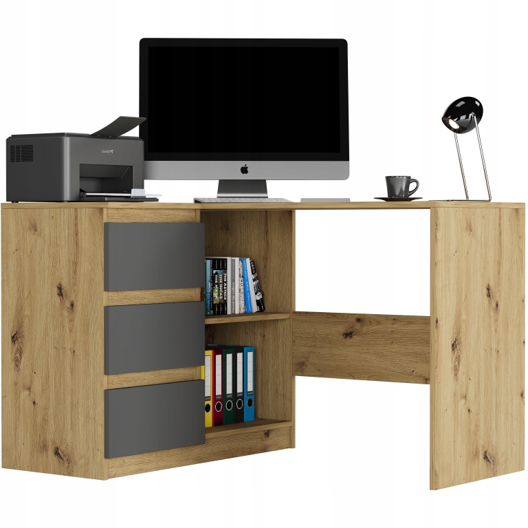 BIURKO NAROŻNE KOMPUTER artisan mix antracyt N4L lewe