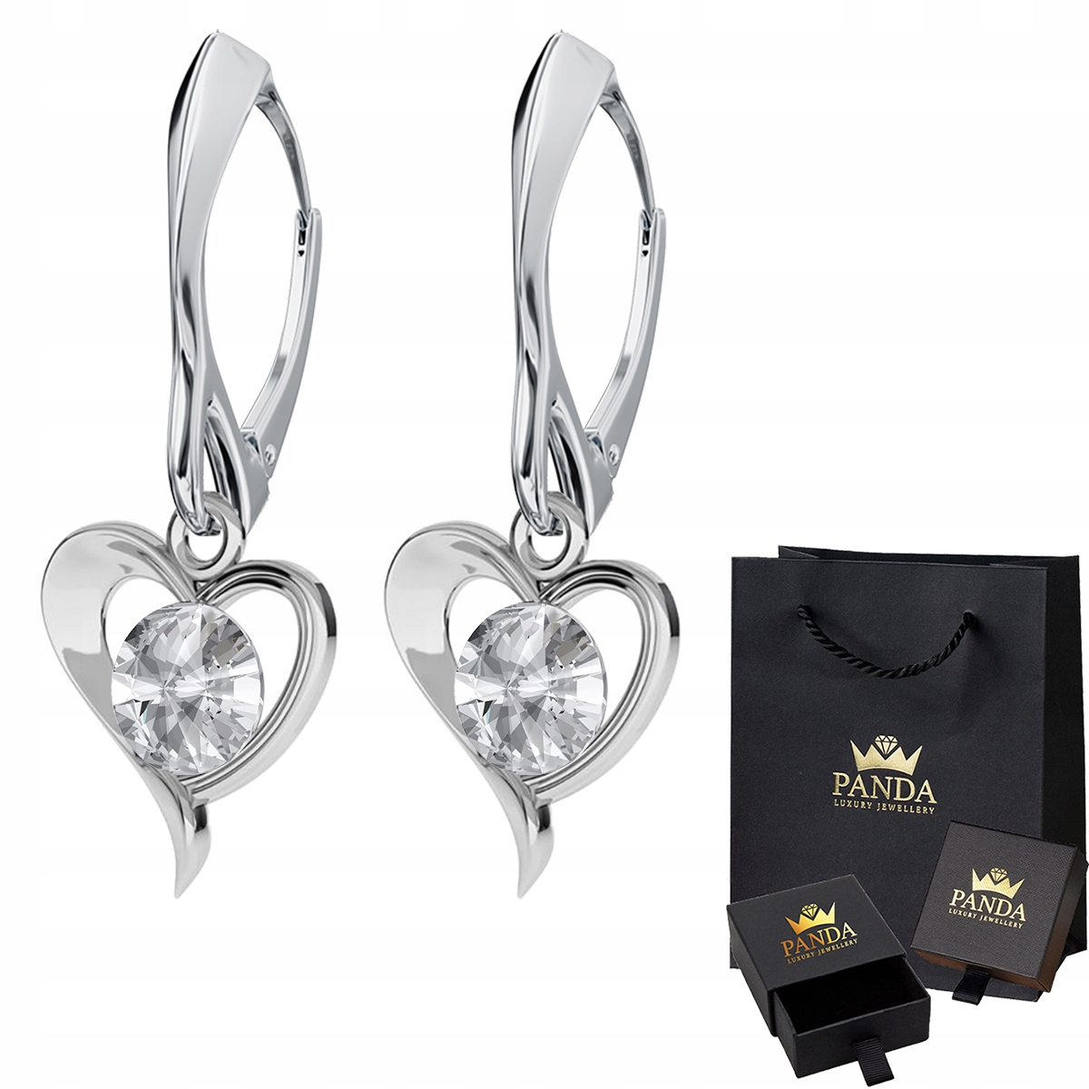 

Piękne Srebrne Kolczyki Serce Swarovski Srebro 925