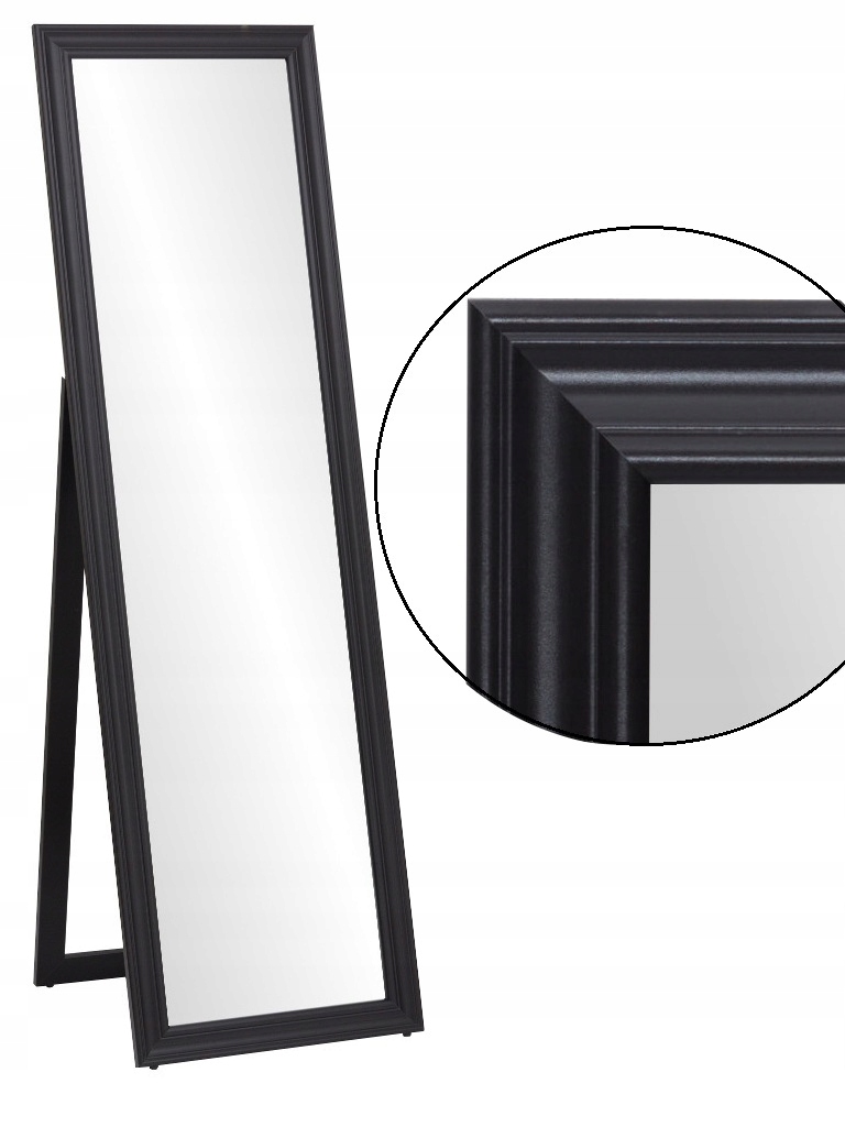 

Stylowe lustro Stojące 170x50 Retro białe czarne