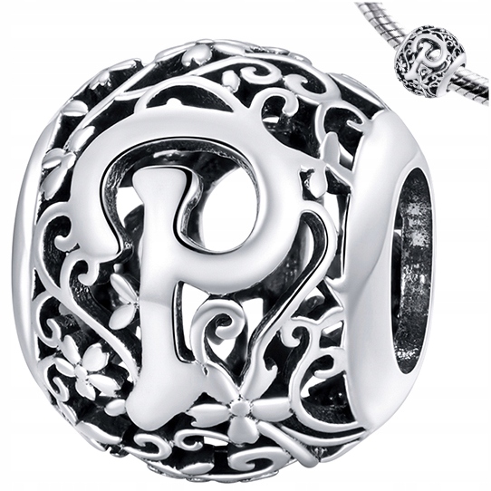 

Charms literka P srebro 925 koralik zawieszka S925