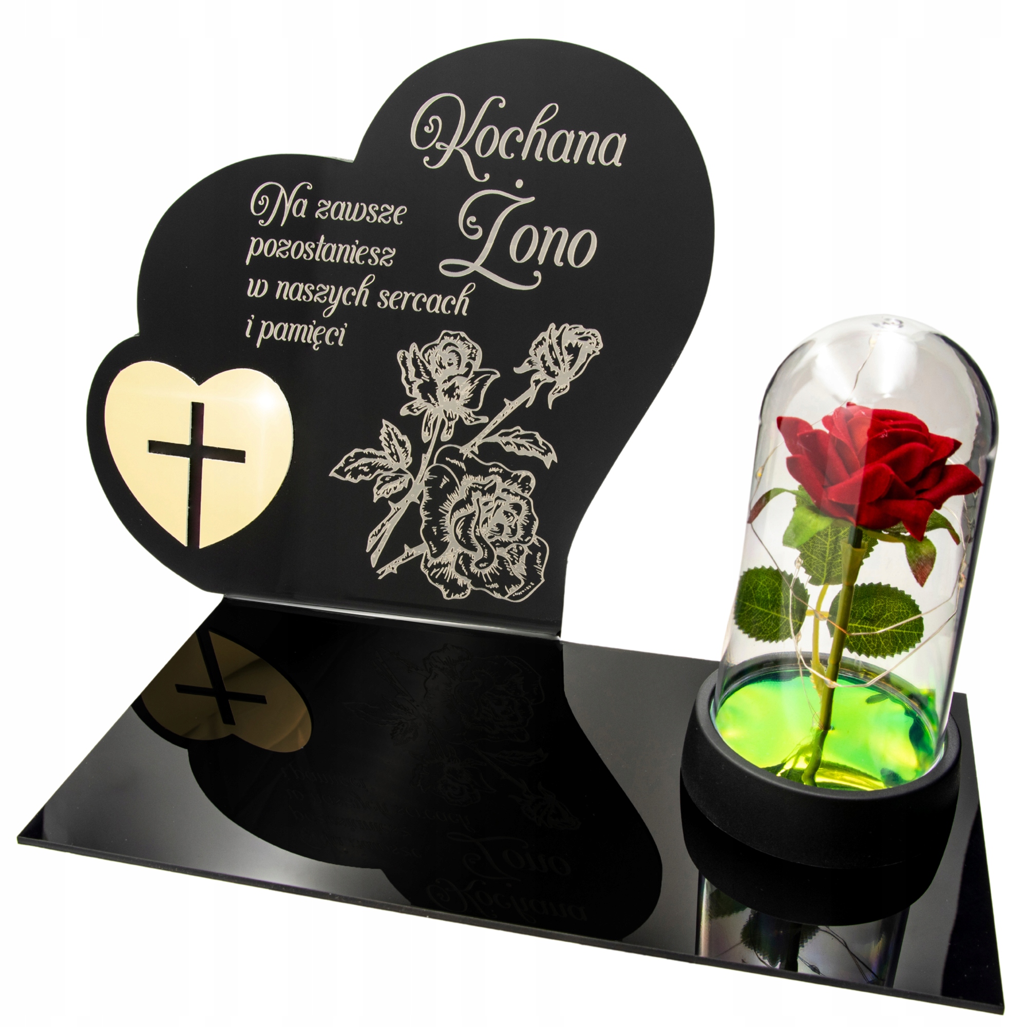 Dekorace na hrob S Gravírováním Hřbitovní Svíčka podstavec na hřbitov Růže Pro Manželku