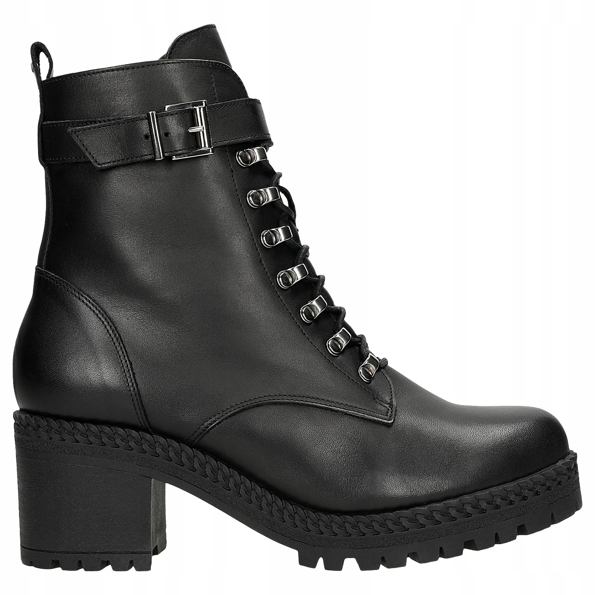 Černé zateplené dámské bikery na podpatku vel. 39