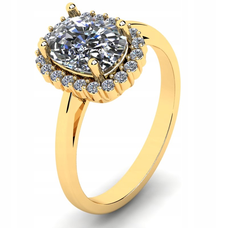 

Pierścionek Złoty Z Białym Topazem I Brylantami