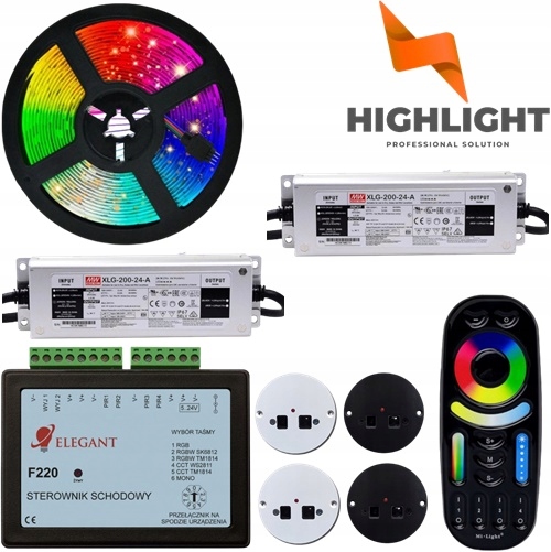 30 m Schodiskový set F220 Polposchodie 4x Snímač pohybu Digitálna Rgb páska 50/50