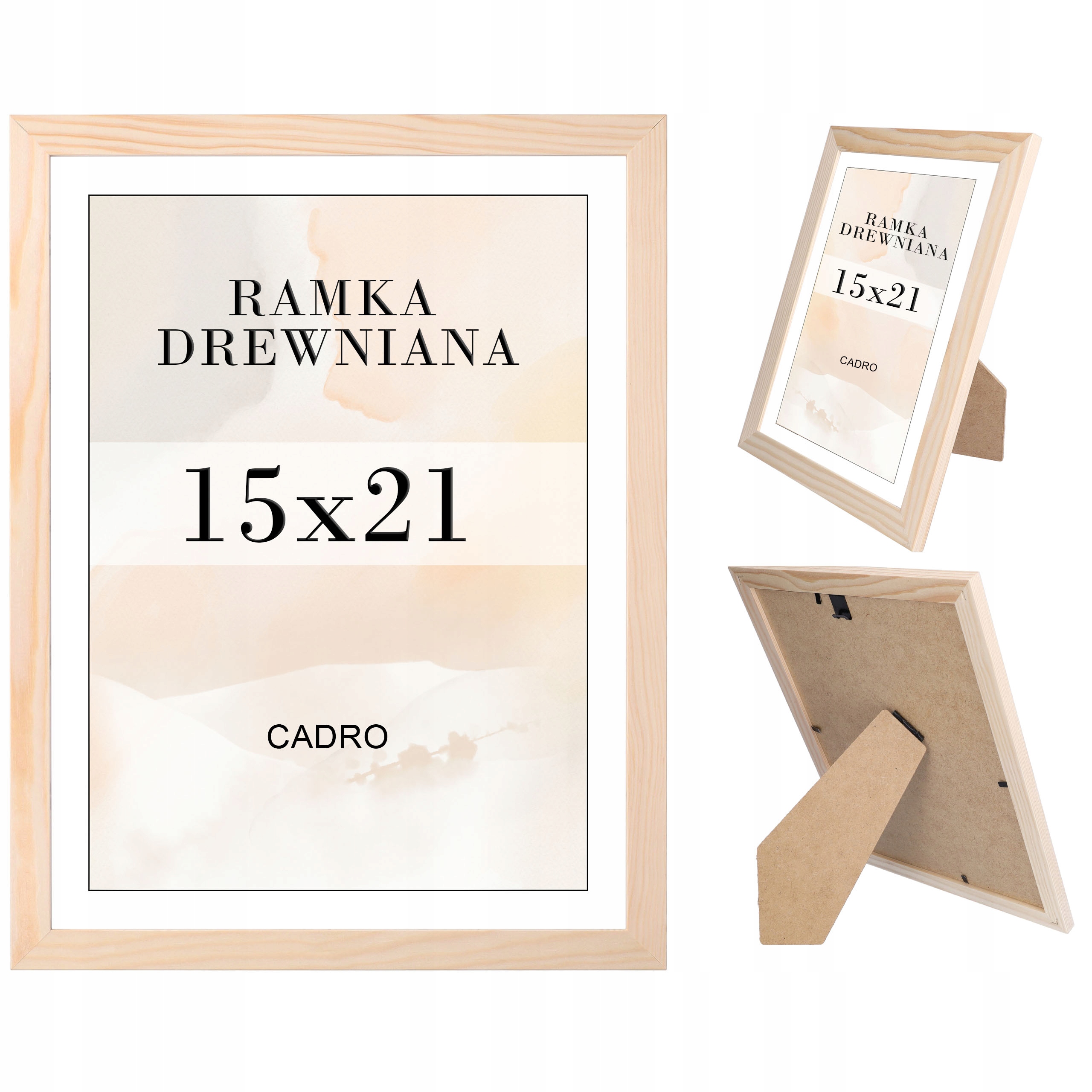 RAMKA NA ZDJĘCIA 15x21 RAMKI A5 SOSNOWA STOJĄCA