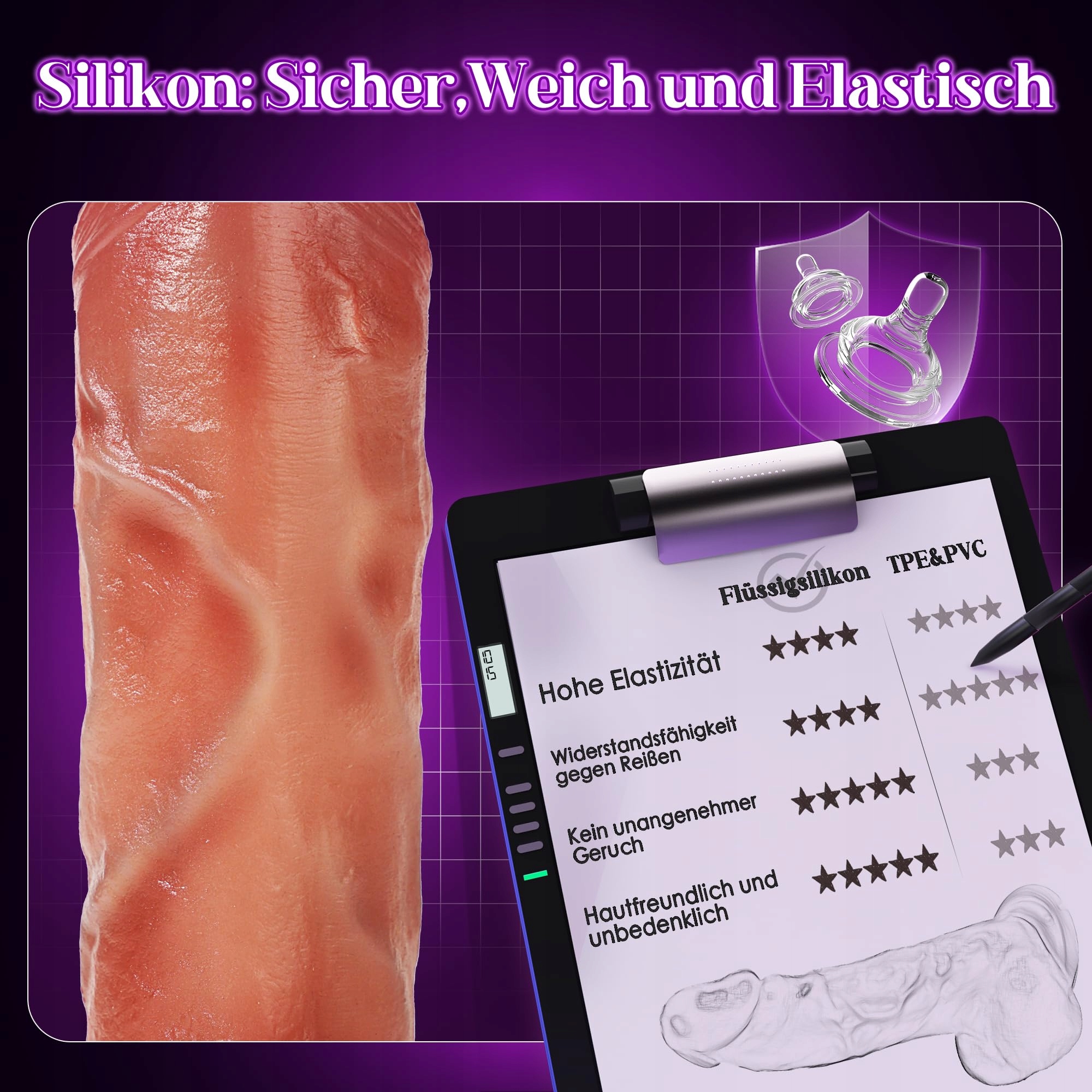KI INTERAKTYWNY WIBRATOR DLA KOBIET Z FUNKCJĄ PCHNIĘĆ SILIKONOWY XXL 22CM — miniatura 7