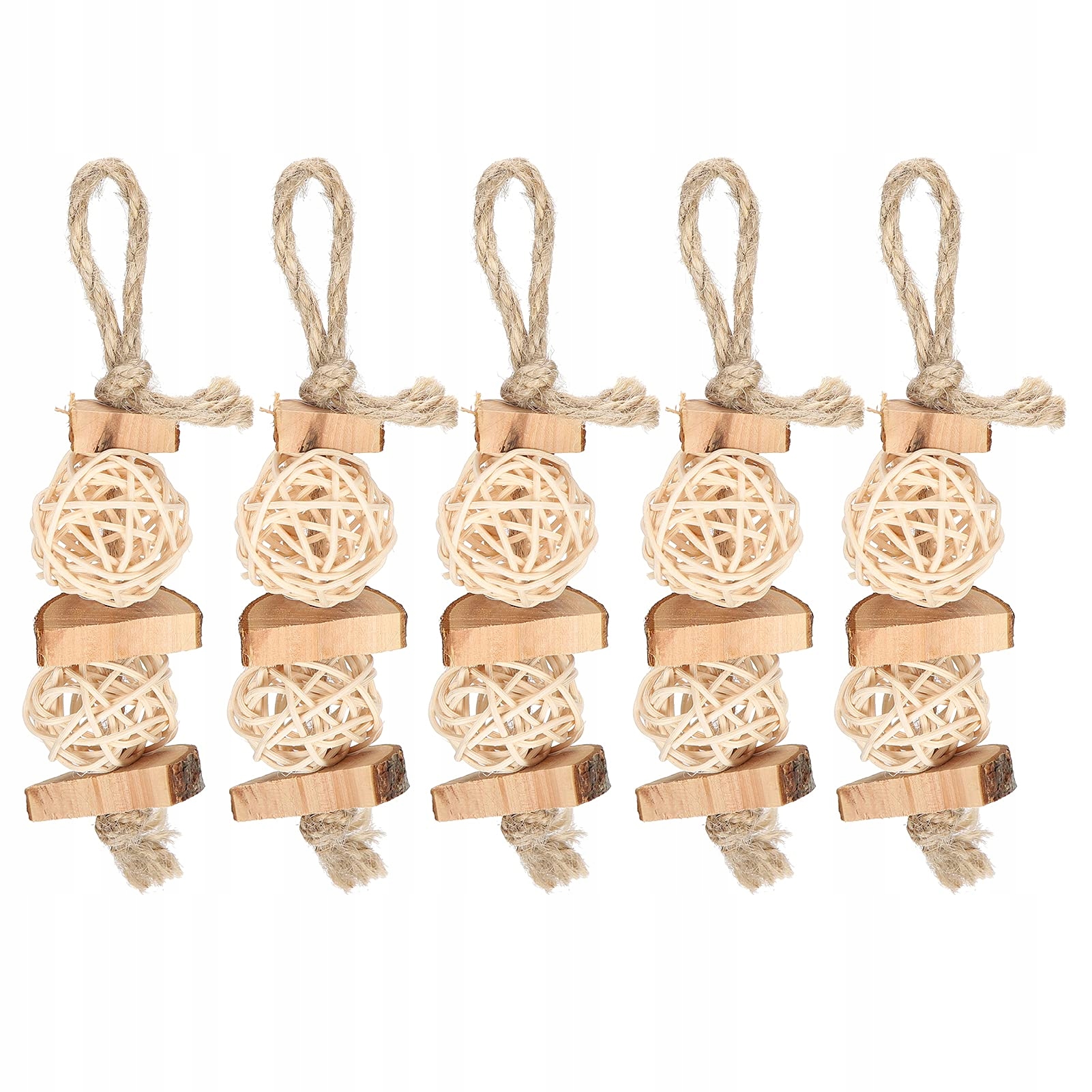 KAUSTÄBCHEN Zabawki Dla Papug Zestaw 5 Sztuk Naturalne Drewno i Rattan — miniatura 5