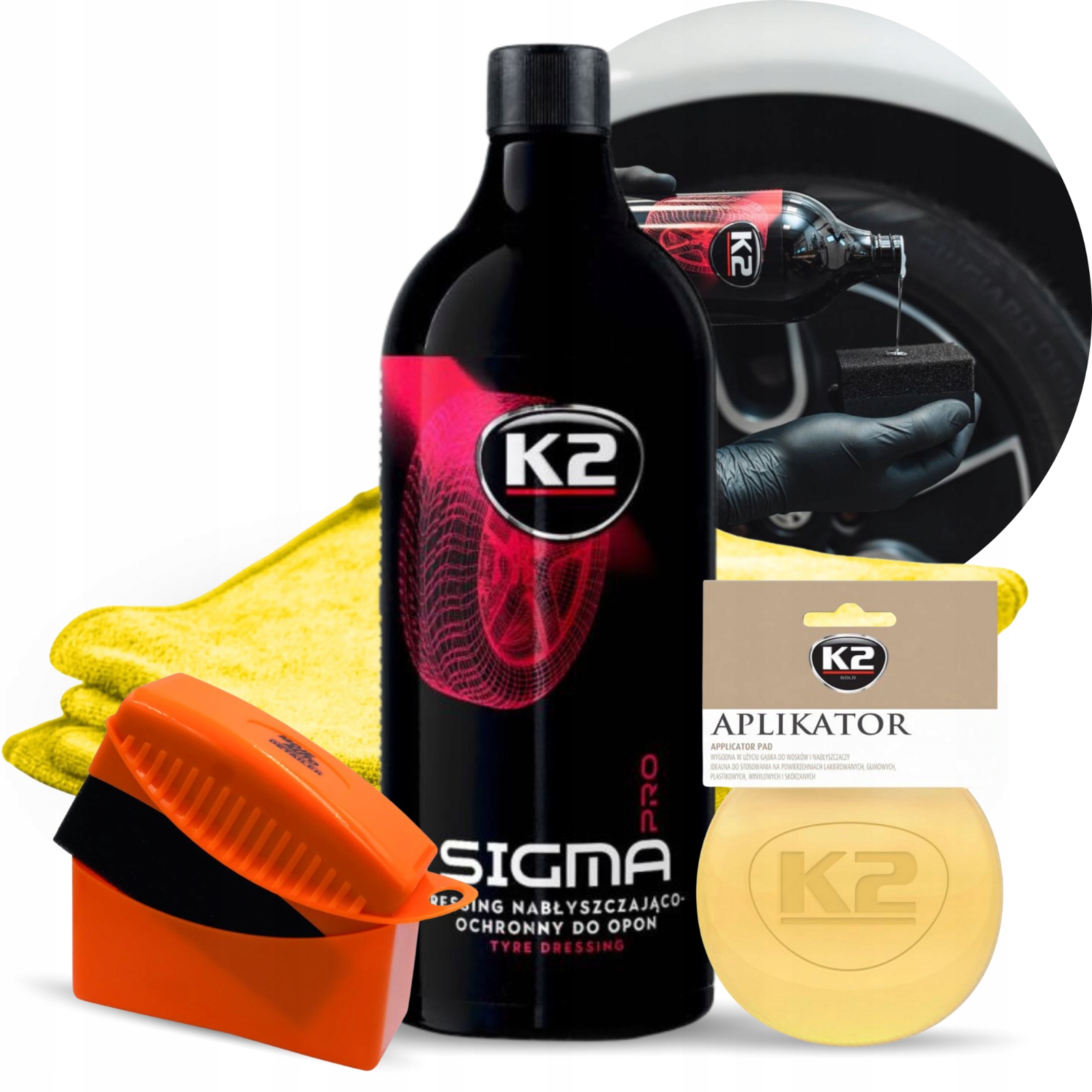 CZERNIDŁO DO OPON PLASTIKÓW K2 SIGMA + APLIKATORY