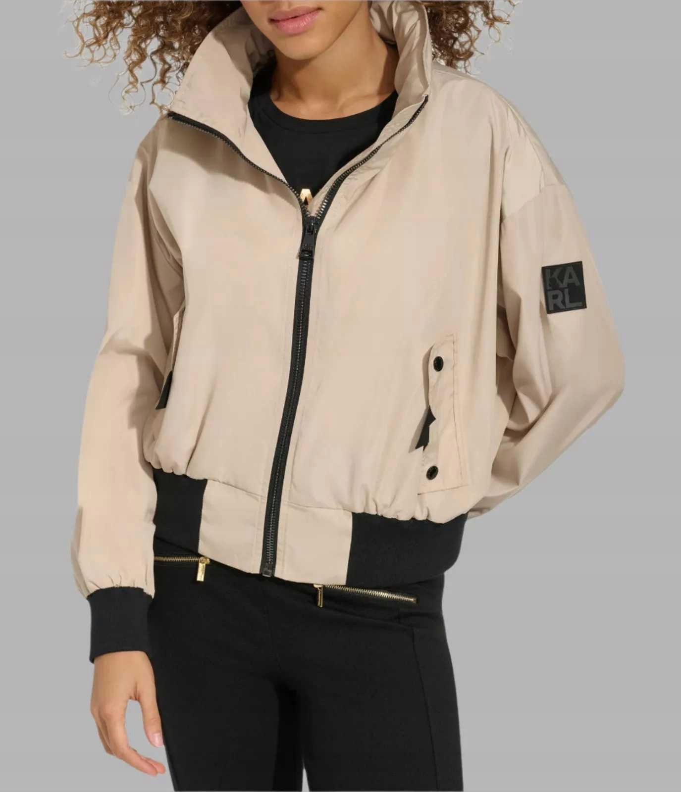 Karl Lagerfeld damska brązowa bomberka Collar L