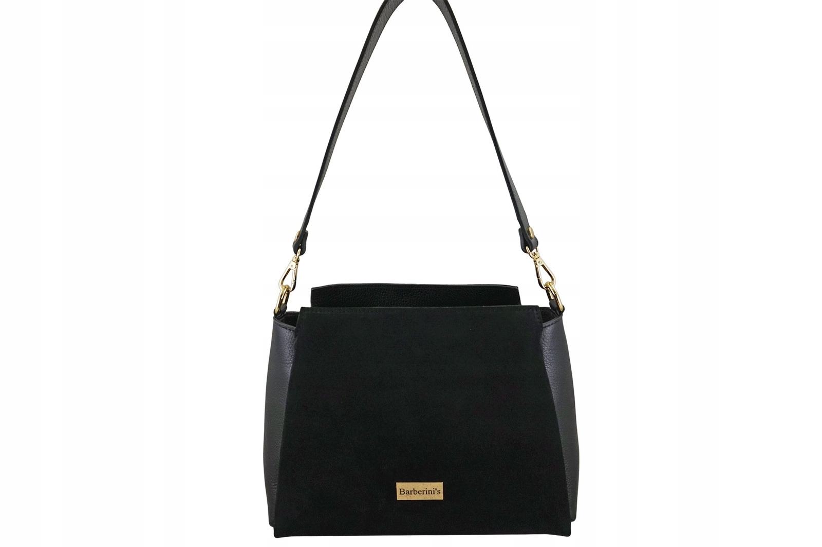 Městská kabelka z přírodního semiše a kůže černá