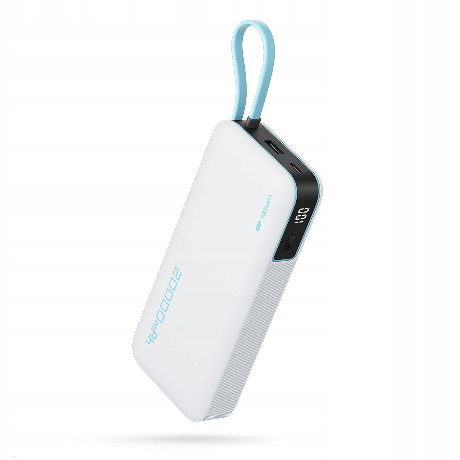 Powerbanka 20000 mAh Usb-a Usb-c s vstavaným káblom Usb-c 55 W biela