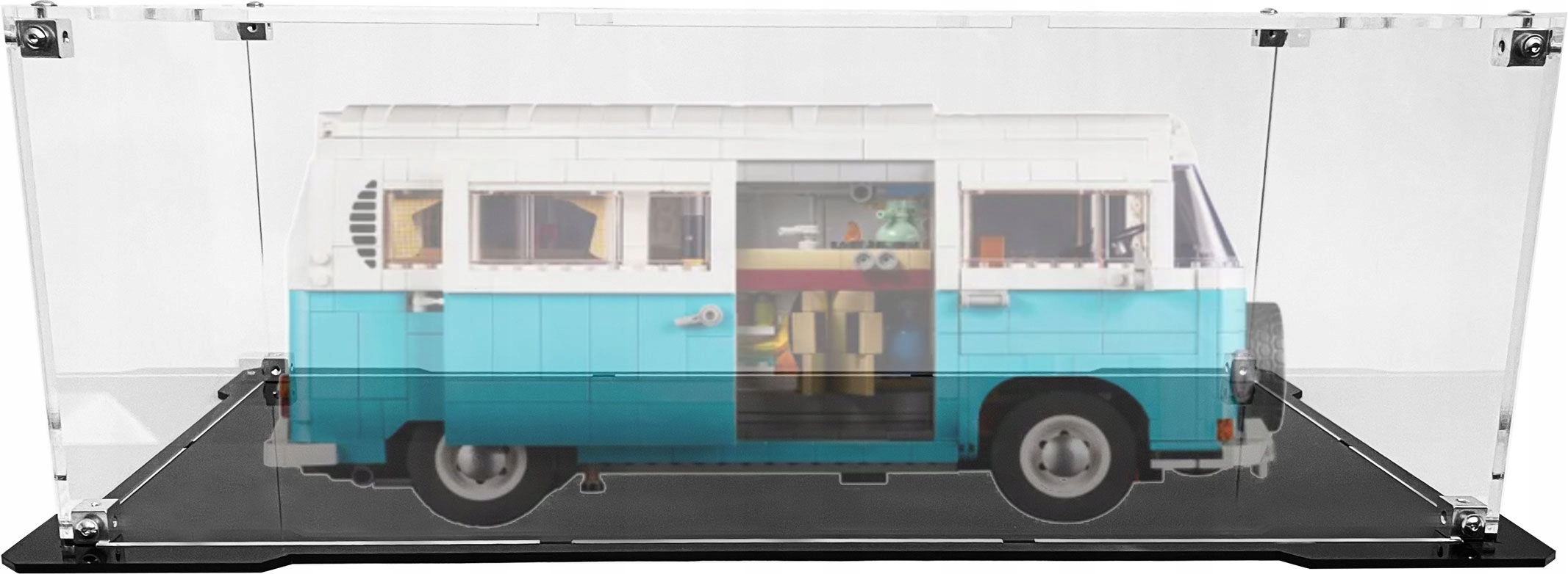 Vitrína s černou základnou Drewlandia pro sadu Lego 10279 Volkswagen T2