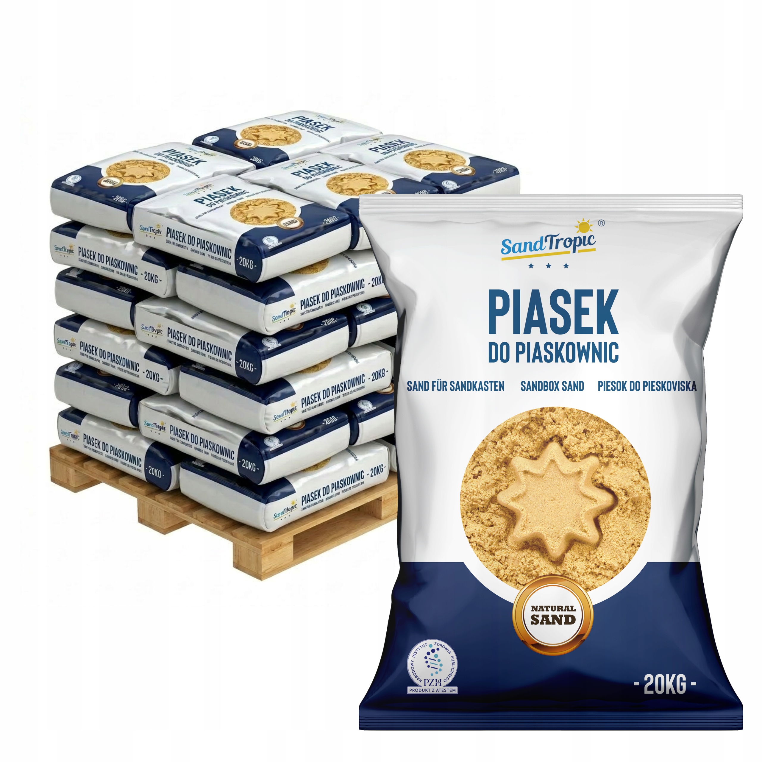 PIASEK DO PIASKOWNICY 200kg ATEST PZH ŻÓŁTY MIĘKKI PREMIUM SandTropic